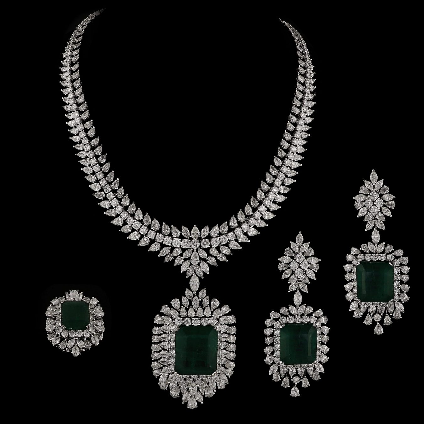 Diamond Emerald Ner Half Set