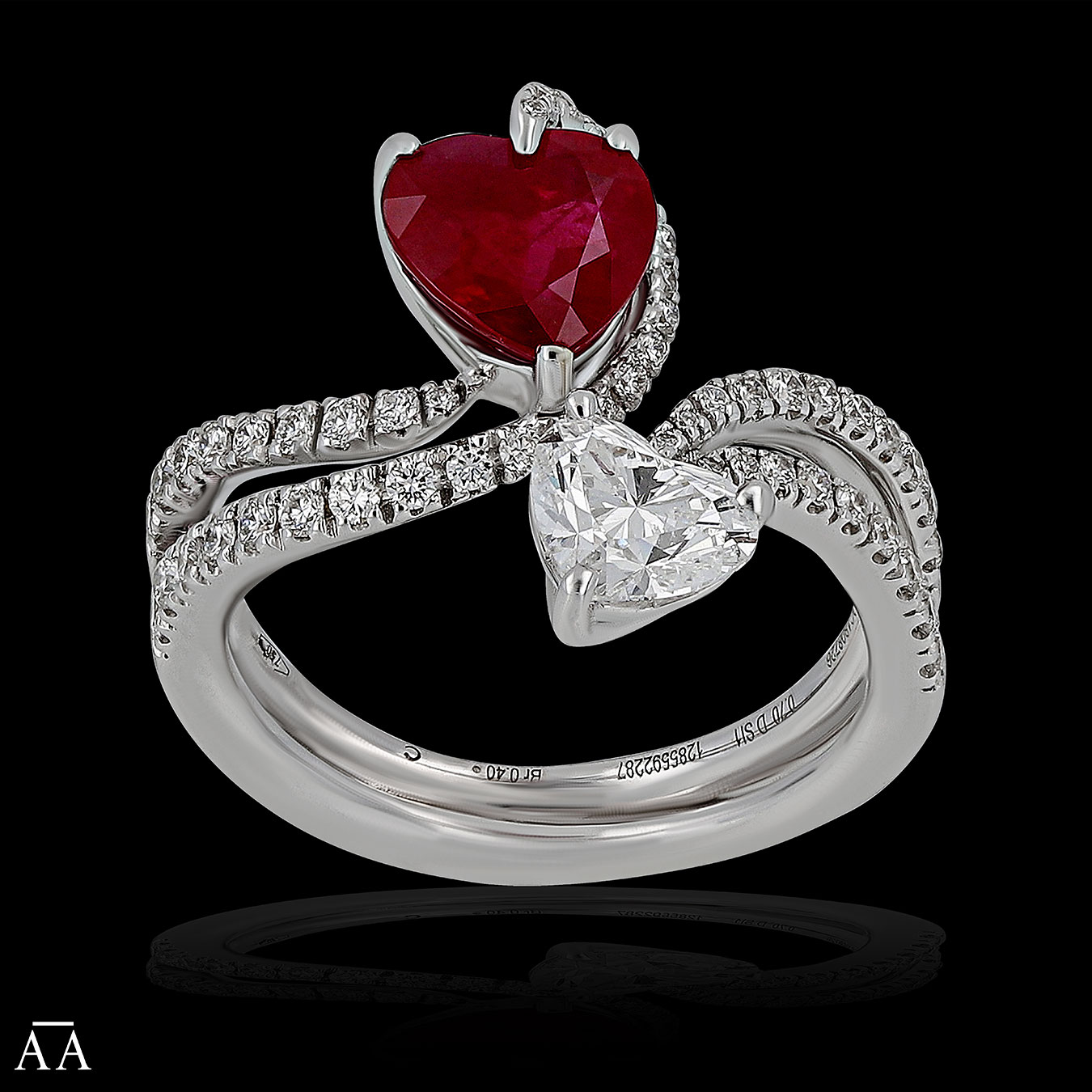 Diamond Solitaire Ruby Ring