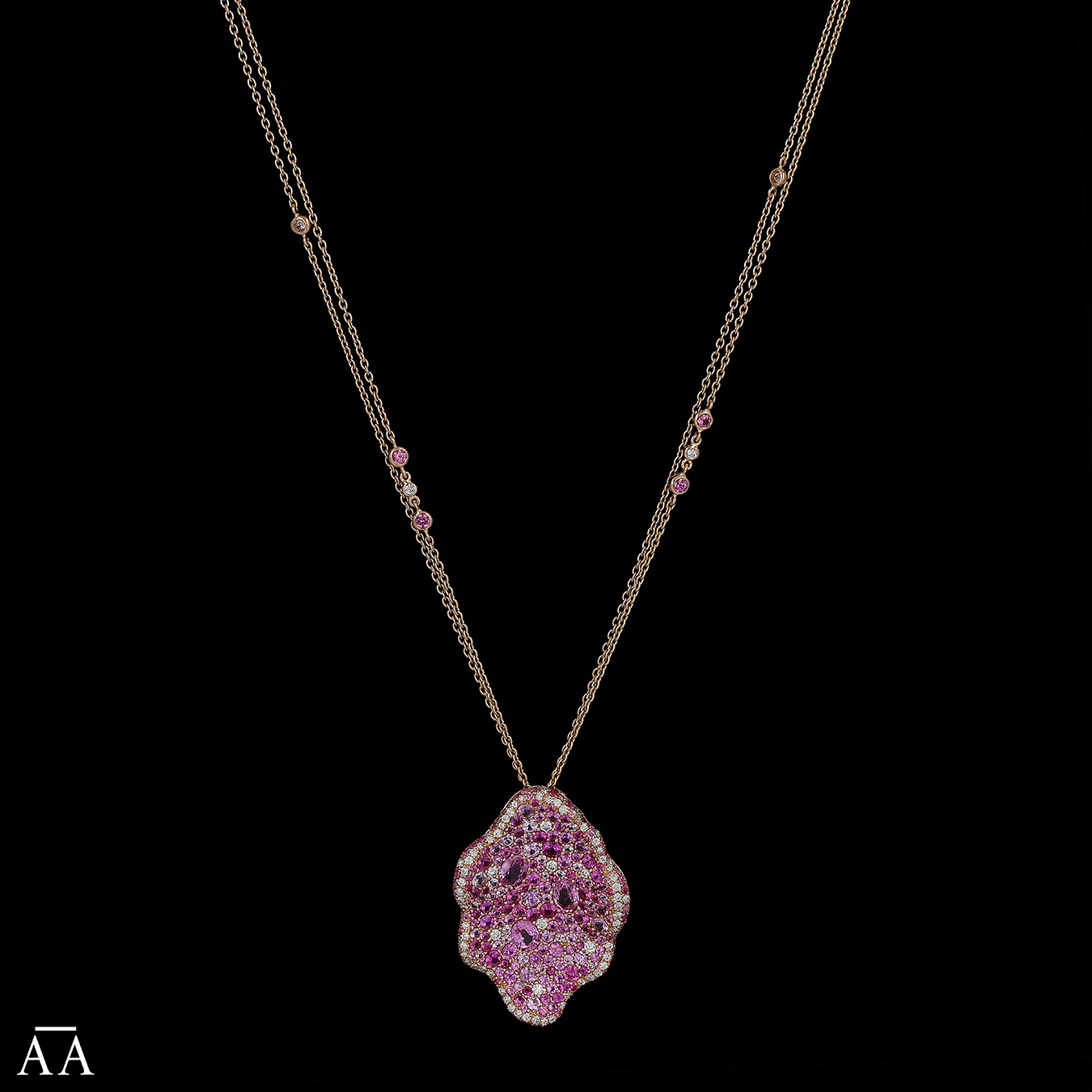 Diamond Pink Sapphire Necklace