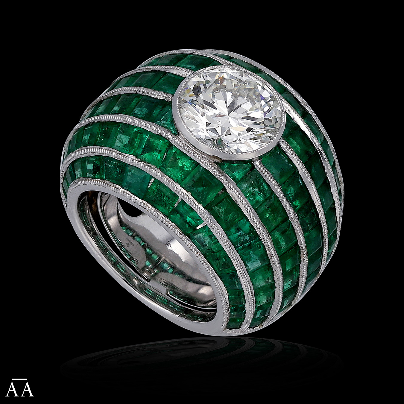 Diamond Emerald Solitaire Ring